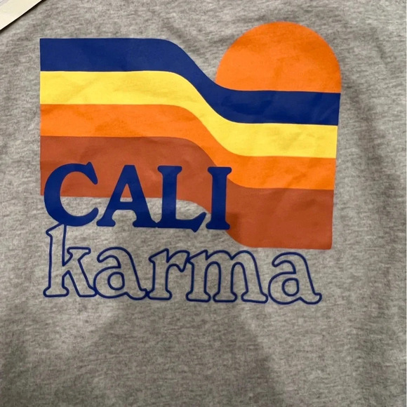 NWT Hundred Pieces Grey Short Sleeve Cali Karma Tee Shirt cropped style - Picture 2 of 7